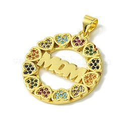 Mother's Day Brass Micro Pave Cubic Zirconia Pendants&nbsp;KK-H472-04G-03