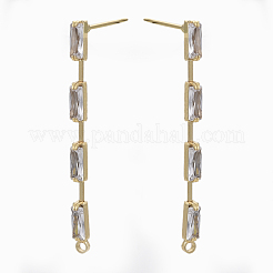 Brass Clear Cubic Zirconia Stud Earring Findings&nbsp;KK-N232-13-NF
