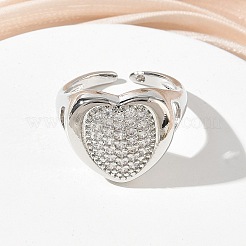 Brass Micro Pave Cubic Zirconia Cuff Open Rings for Women&nbsp;CU-CBA760A-13C-P