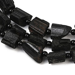Raw Rough Natural Black Tourmaline Beads Strands&nbsp;G-Z147-C01-01