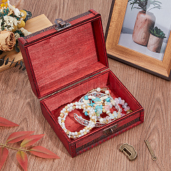 Flower Embossed Vintage Wood Jewelry Treasure Chest&nbsp;CON-WH20002-18
