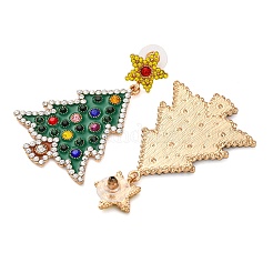 Christmas Trees with Star Alloy Dangle Stud Earrings for Women&nbsp;EJEW-Z078-02A
