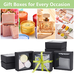 Square Paper Biscuit Boxes with Clear PVC Window&nbsp;CON-WH0098-16A-01