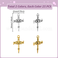 50Pcs 2 Colors Tibetan Style Zinc Alloy Pendants&nbsp;FIND-GA0007-33