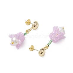 Handmade Glass Seed Beads Flower Stud Earrings&nbsp;EJEW-MZ00277-04