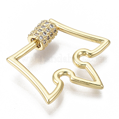 Brass Micro Pave Clear Cubic Zirconia Screw Carabiner Lock Charms&nbsp;ZIRC-T013-04G-NF