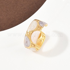304 Stainless Steel Enamel Adjustable Cuff Rings for Women&nbsp;RJEW-A074-08G