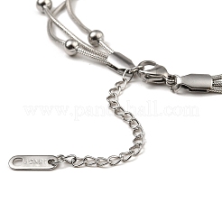 Non-Tarnish 304 Stainless Steel Satellite Chains Triple Layer Multi-strand Bracelet for Women&nbsp;BJEW-M040-01P