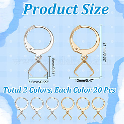 20 Pair 2 Color 304 Stainless Steel Leverback Earring Findings&nbsp;EJEW-AB00047