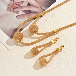 Vintage Iron Hollow Round Pendant Necklace and Earring Set for Women Stylish Jewelry Collection&nbsp;JY4522
