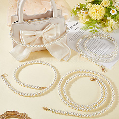 4Pcs 4 Styles Plastic Imitation Pearl Round Beaded Bag Chains&nbsp;PURS-CN0001-04
