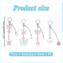 4Pcs Imitated Pearl Acrylic & Resin Pendant Decorations&nbsp;HJEW-DR00241