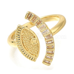 Eye Rack Plating Brass Micro Pave Cubic Zirconia Open Cuff Rings for Women&nbsp;RJEW-M022-23G