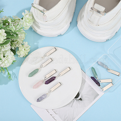 10Pcs 5 Styles Bullet Natural Green Aventurine & Fluorite & Amethyst & Rose Quartz & Quartz Crystal Shoe Charms&nbsp;HJEW-CA00020