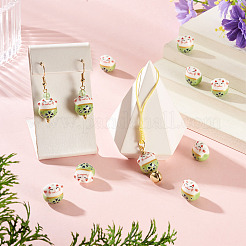 9Pcs Handmade Printed Porcelain Beads&nbsp;PORC-TADJ0001-01G