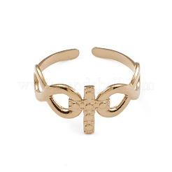 Ion Plating(IP) 304 Stainless Steel Cross & Infinity Open Cuff Rings for Women&nbsp;RJEW-G285-11G