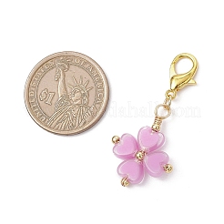 Clover Acrylic & Brass Pendant Decorations&nbsp;HJEW-JM03652-01