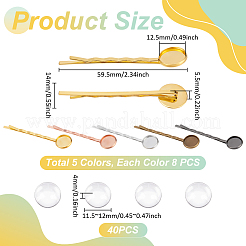 40Pcs 5 Colors Iron Hair Bobby Pin Findings&nbsp;OHAR-UN0010-31