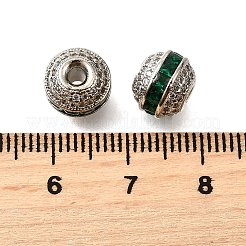 Round Brass Micro Pave Cubic Zirconia Beads&nbsp;KK-L230-11P-01