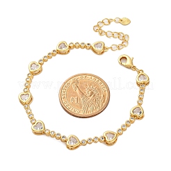 Rack Plating Brass Micro Pave Cubic Zirconia Link Bracelets for Women&nbsp;BJEW-C086-02G