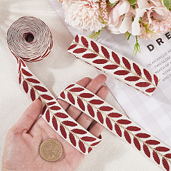3 Yards Polyester Leaf Jacquard Ribbons&nbsp;SRIB-WH20020-020F