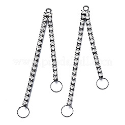 Rack Plated Brass Pave Crystal Rhinestone Chain with Ring Big Pendants&nbsp;KK-N216-423-03B