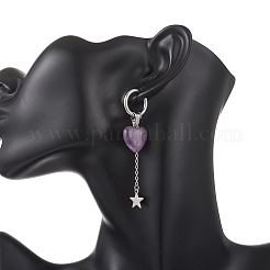 Valentine's Day Heart 304 Stainless Steel Hoop Earrings&nbsp;EJEW-TA00799-03