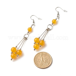 Natural Malaysia Jade Ball Beads Long Dangle Earring for Lady&nbsp;EJEW-JE04680-03