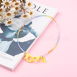Rainbow Personalized Electroplate Glass Beaded Necklaces&nbsp;NJEW-JN03410-03