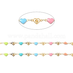 Ion Plating(IP) Stainless Steel Heart Link Chains with Colorful Enamel&nbsp;CHS-C005-01G