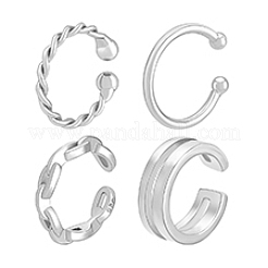 4Pcs 4 Styles 925 Sterling Silver Cuff Earrings&nbsp;EJEW-PH0001-38P
