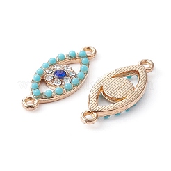 Alloy Connector Charms with Capri Blue Rhinestone and Synthetic Turquoise&nbsp;FIND-YW0003-50