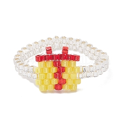 Christmas Glass Seed Beads Finger Rings for Women&nbsp;RJEW-MZ00029-02