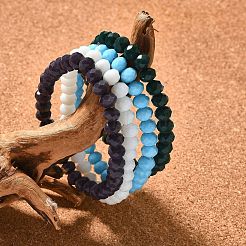 Faceted Opaque Solid Color Crystal Glass Rondelle Beads Stretch Bracelets&nbsp;BJEW-F072-M