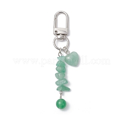 Heart Round Natural Green Aventurine Pendant Decorations&nbsp;HJEW-JM03194-04