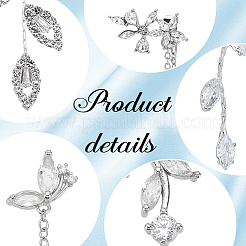 5 Pairs 5 Styles Crystal Rhinestone Leaf Dangle Stud Earrings&nbsp;EJEW-AN0003-54