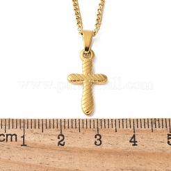 304 Stainless Steel Cross Pendant Necklaces for Women Men&nbsp;NJEW-Z063-02G
