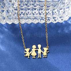304 Stainless Steel Family Pendants Necklaces for Women&nbsp;NJEW-A045-11G