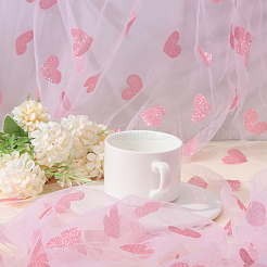 Heart Shapes Nylon Fiber Embroidery Lace Cloth Fabric&nbsp;DIY-WH0588-91B