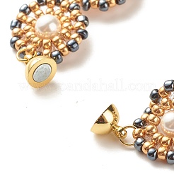 Shell Pearl Flower Link Bracelet&nbsp;BJEW-JB08084-04