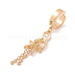 Infinity and Flower Cubic Zirconia Charm Belly Ring&nbsp;AJEW-F057-08G