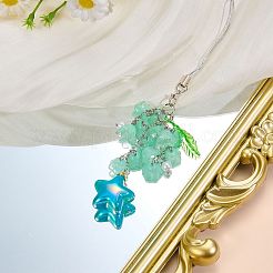 Brass & Acrylic & Glass Mobile Straps&nbsp;HJEW-SW00167-04