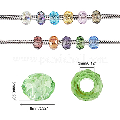 Mixed Color Faceted Rondelle Glass Beads Diameter 8mm Large Hole Beads for Jewelry Making&nbsp;GLAA-PH0002-02M