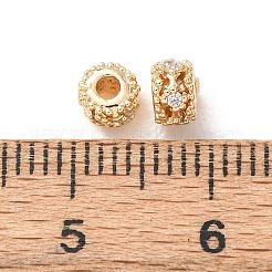 Brass Micro Pave Clear Cubic Zirconia Spacer Beads&nbsp;KK-F942-09G