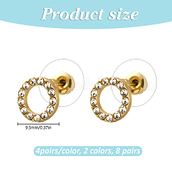 8 Pairs 2 Colors Zinc Alloy Flat Round Stud Earrings&nbsp;EJEW-GO0003-02