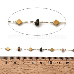 Handmade 304 Stainless Steel Chains with Gemstone Chip Beads&nbsp;CHS-K020-18G
