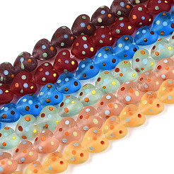 Frosted Handmade Lampwork Beads Strands&nbsp;LAMP-N036-03