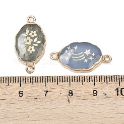 Opalite & Natural Amethyst & Green Aventurine & Quartz Crystal & Amazonite & Tiger Eye Oval Links Connector Charms&nbsp;KK-F921-12G