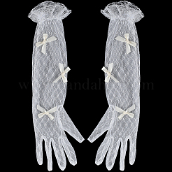 Bowknot Polyester Long Lace Gloves&nbsp;AJEW-WH20007-92B
