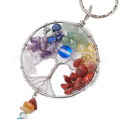 Chakra Theme Tree of Life Alloy Natural Amethyst & Green Aventurine & Red Jasper & Topaz Jade & Red Aventurine & Lapis Lazuli & Synthetic Turquoise & Moonstone Keychain&nbsp;KEYC-JKC00986